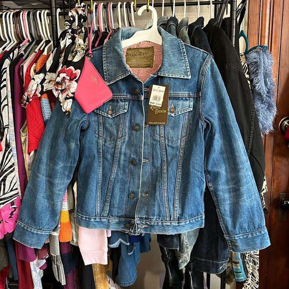 Rustic Denim Jackets & Blazers - Rustic Denim Jacket, size small, lined pink warm,